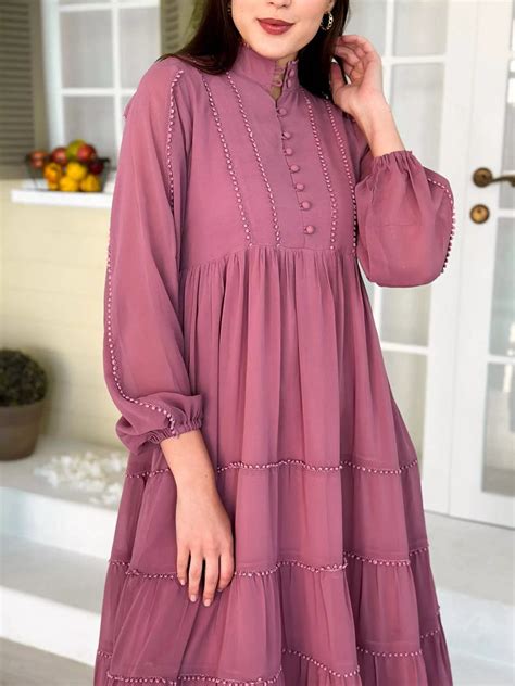 Amber Lace Solid Long Dress